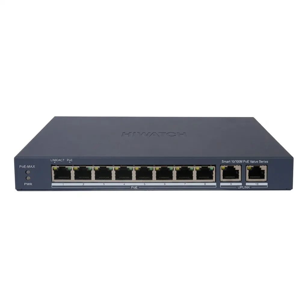 HiWatch DS-S1310-PI 8-портовый PoE коммутатор с функцией облачного управления