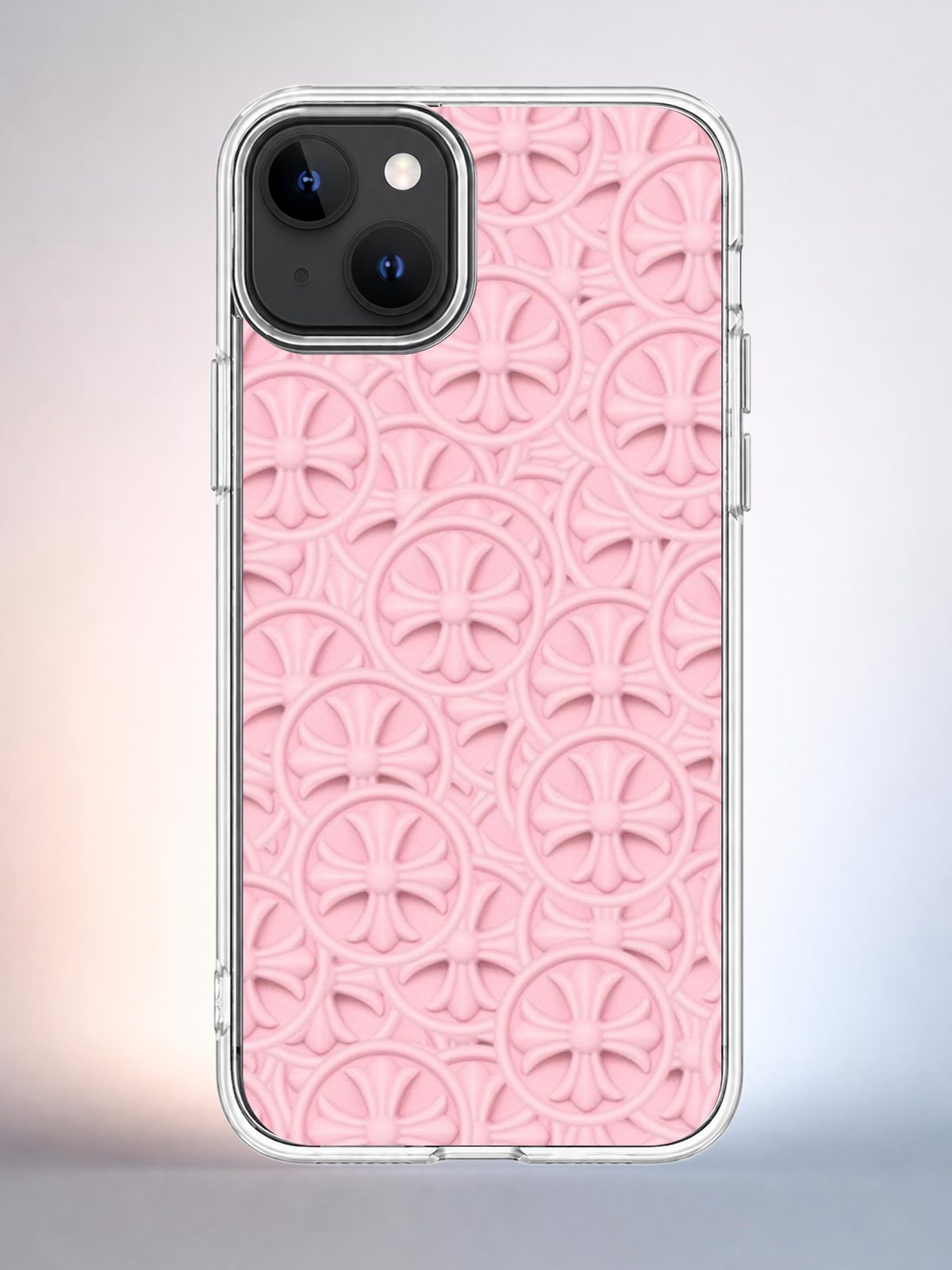 Чехол iPhone 15 Розовый орнамент Y2K Indie Sleaze