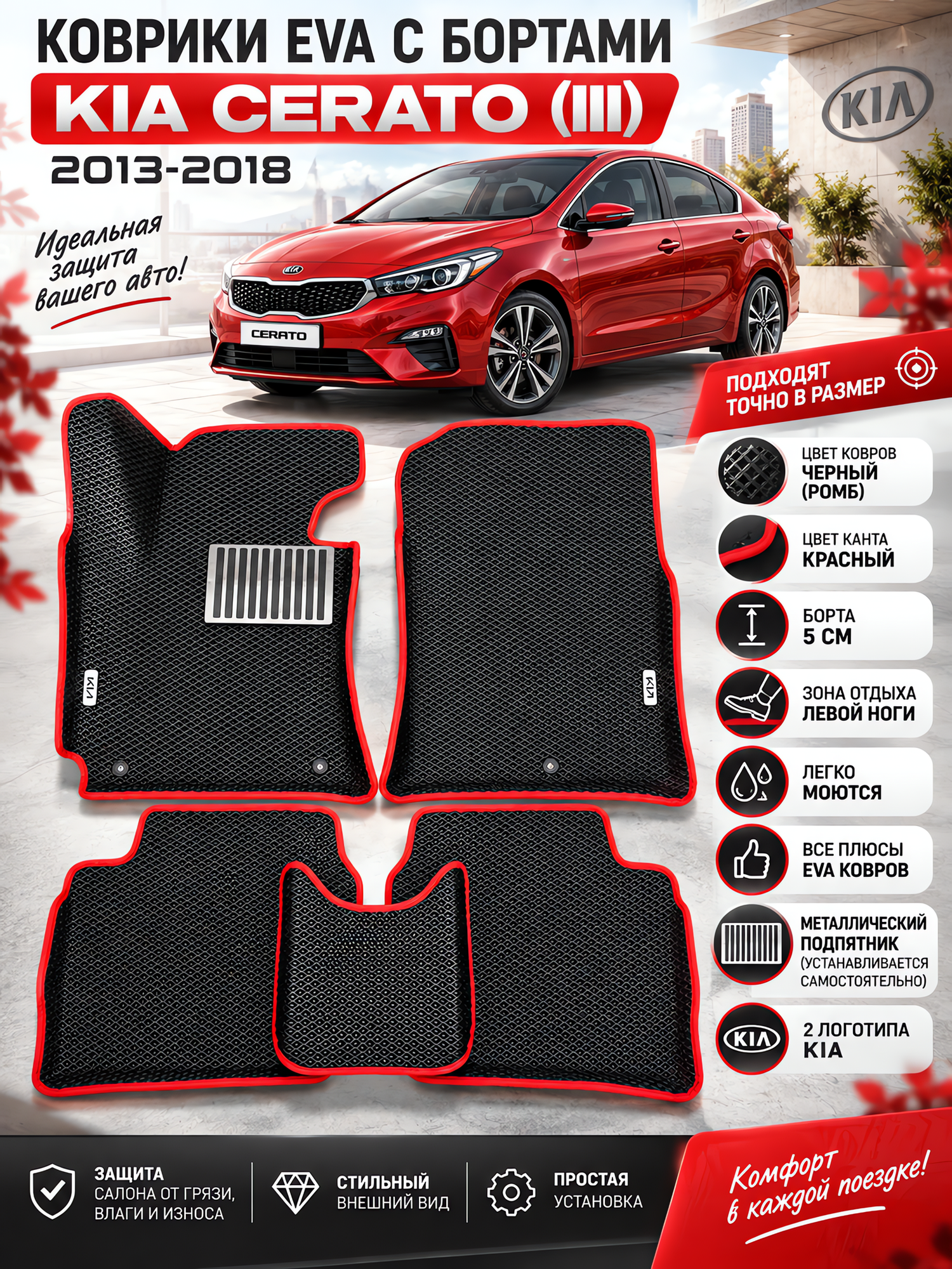 Комплект EVA с бортами Kia Cerato (III) (2013-2018)/ Церато 3