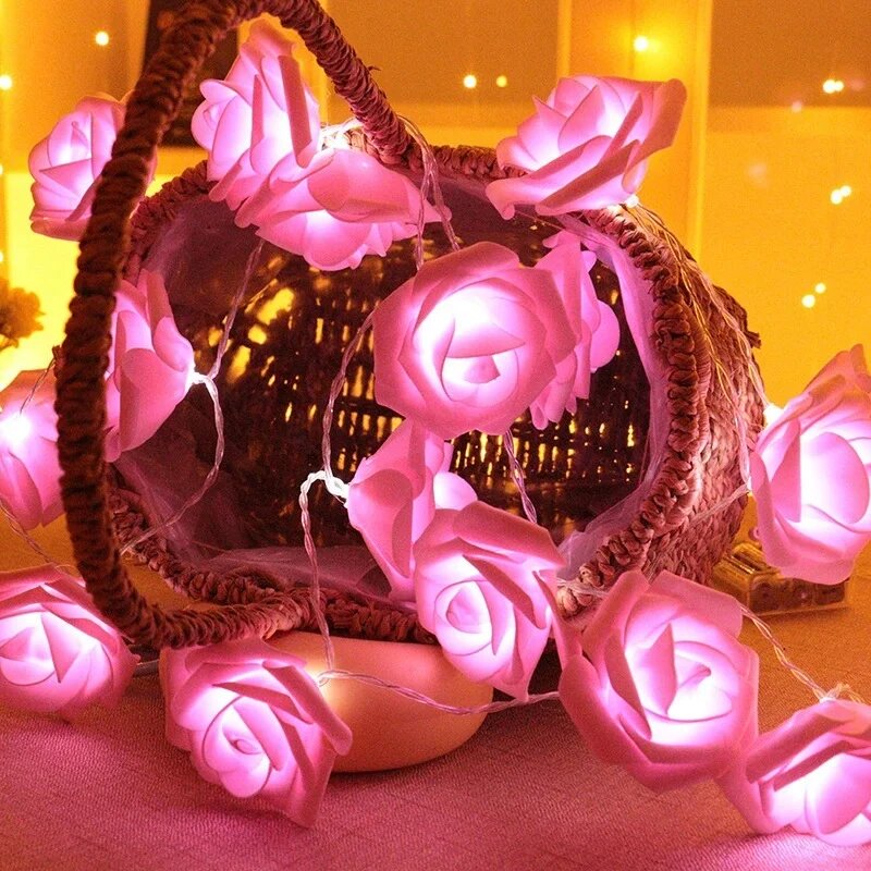 Гирлянда-нить с розами PHLSPH 20LED Розовый, Pink