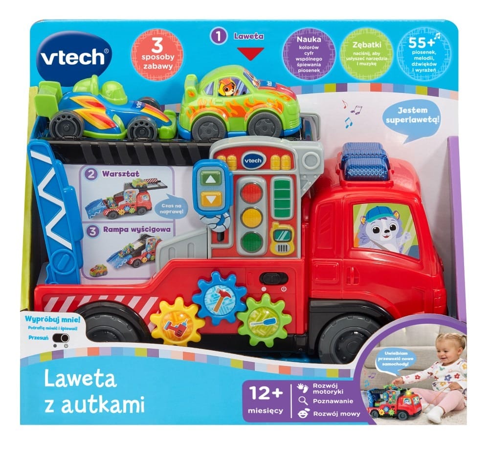 Игрушечная машинка Vtech эвакуатор с машинками, разноцветный