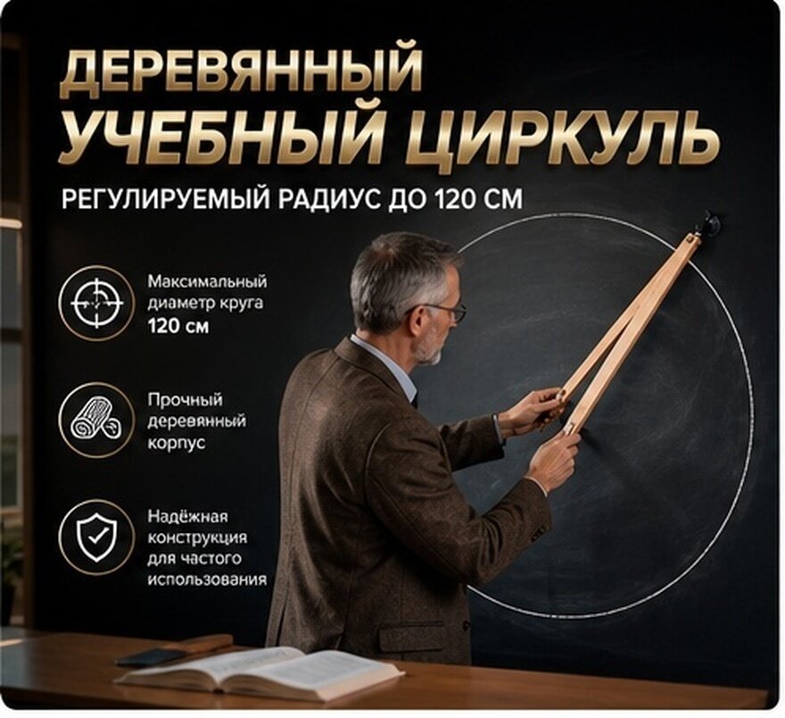Учебный Циркуль Для Чертежей И Рисования Кругов Диаметром До 120 См 52.00X2.90X2.20Cm
