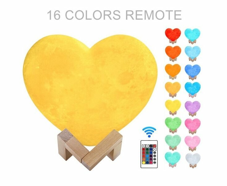 Романтическая 3D лампа в форме сердца, USB LED, волшебная лампа любви, 16 цветов, меняющих цвет.