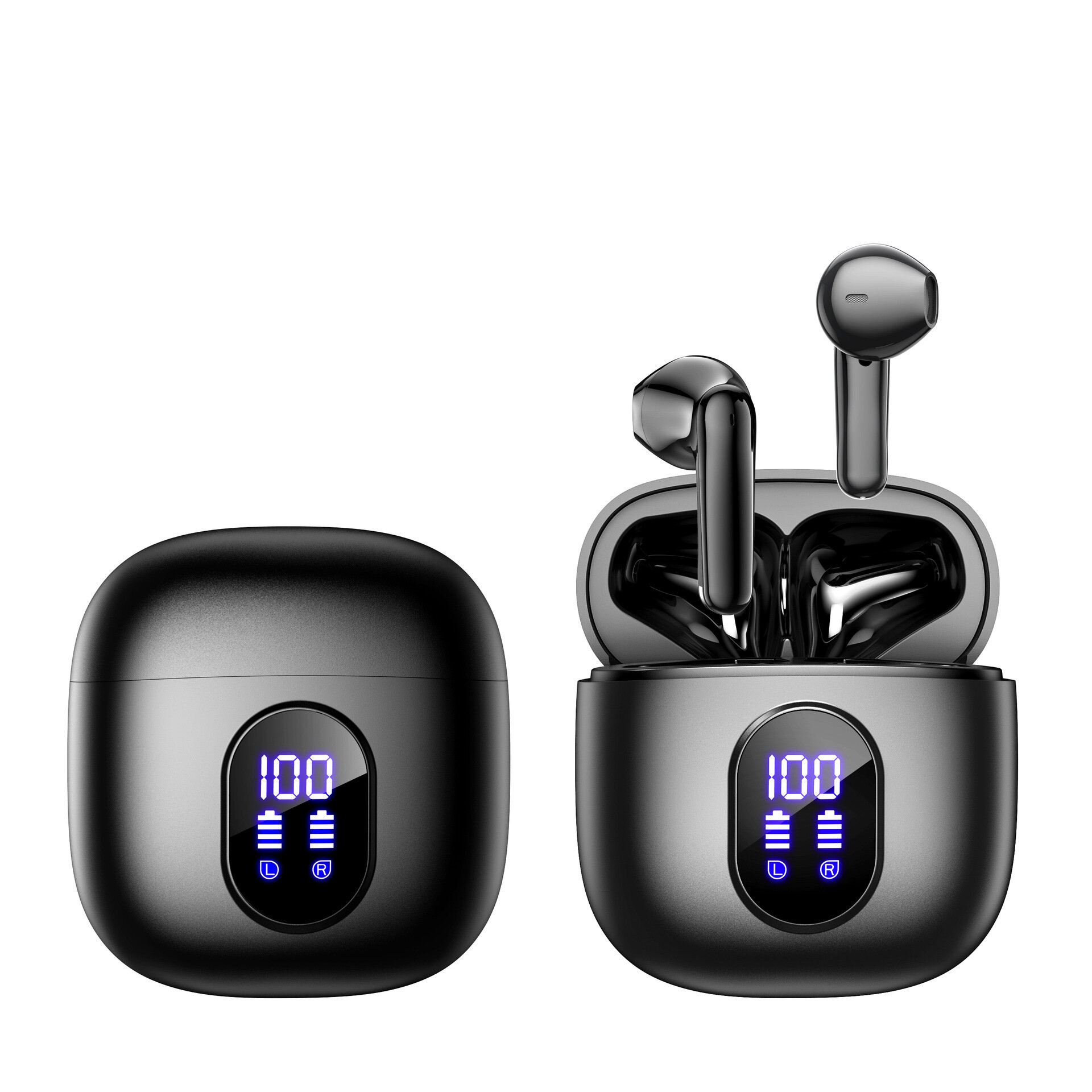 Беспроводные Bluetooth наушники i52 черные Hi-Fi индикатор заряда TWS