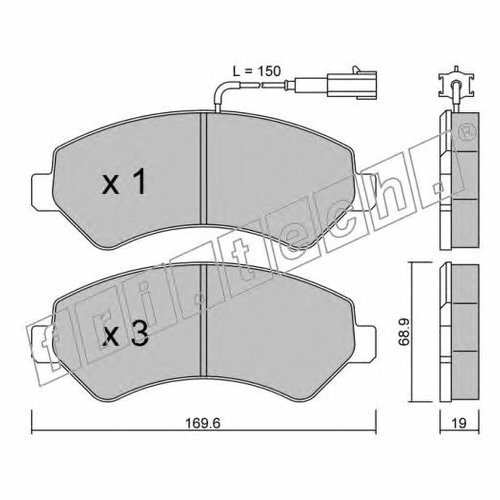 Комплект передних тормозных колодок Fritech 7250 для Citroen JUMPER; Fiat DUCATO; Peugeot BOXER