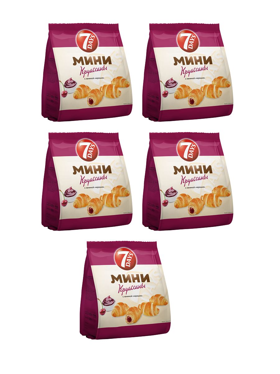 7Days Мини-круассаны c начинкой черешня, 265 гр, 5 шт