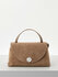 Сумка сэтчел COCCINELLE NIKLA SUEDE, фактура зернистая, бархатистая, бежевый