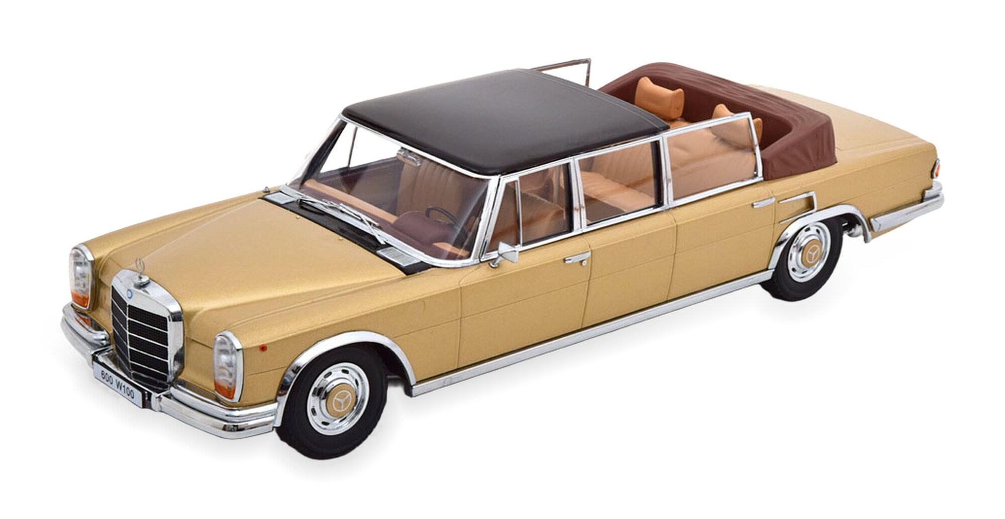 Модель коллекционная KK-SCALE Mercedes 600 lwb W100 landaulet 1964 goldmetallic black