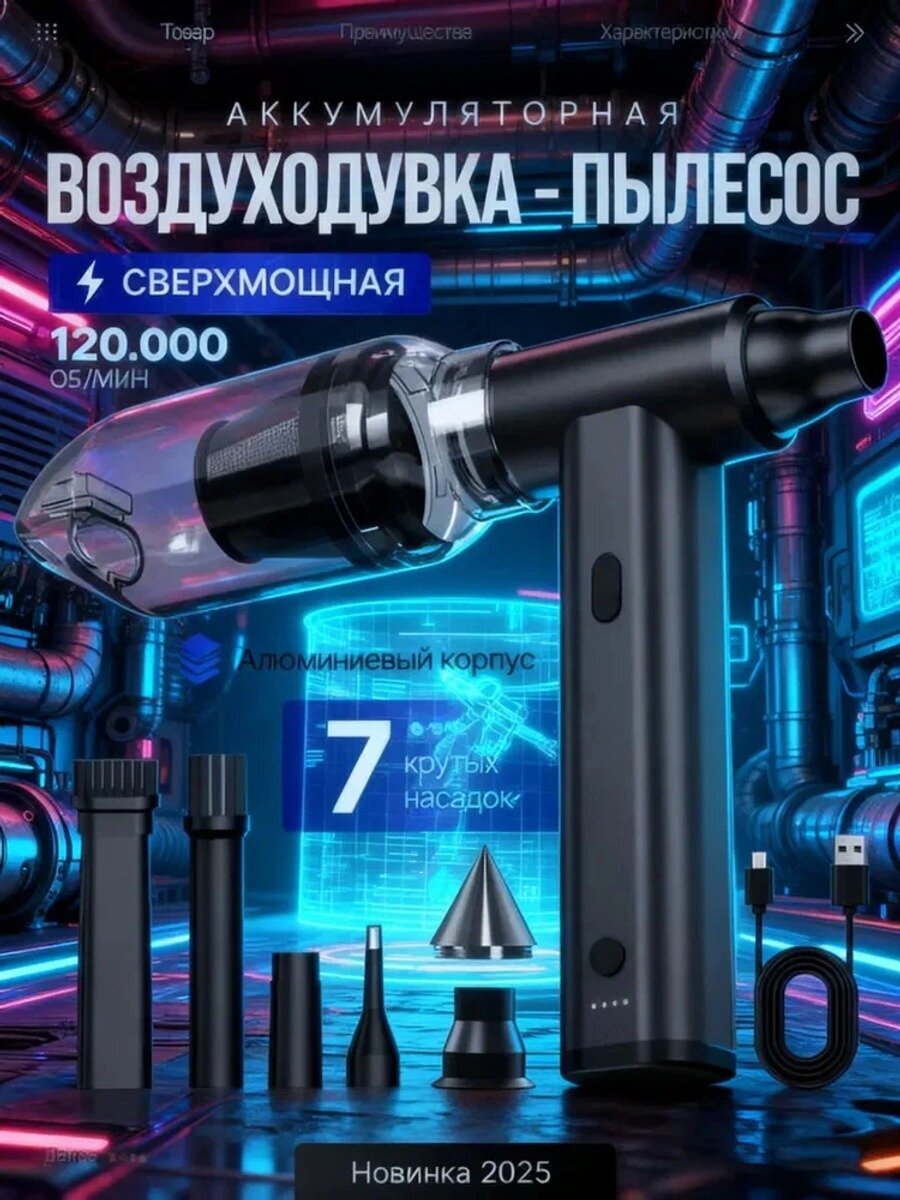 Xiaomi воздуходувка аккумуляторная/ компрессор воздушный/ турбовентилятор 120000 об/МИН турбо вентилятор 8000 мАч