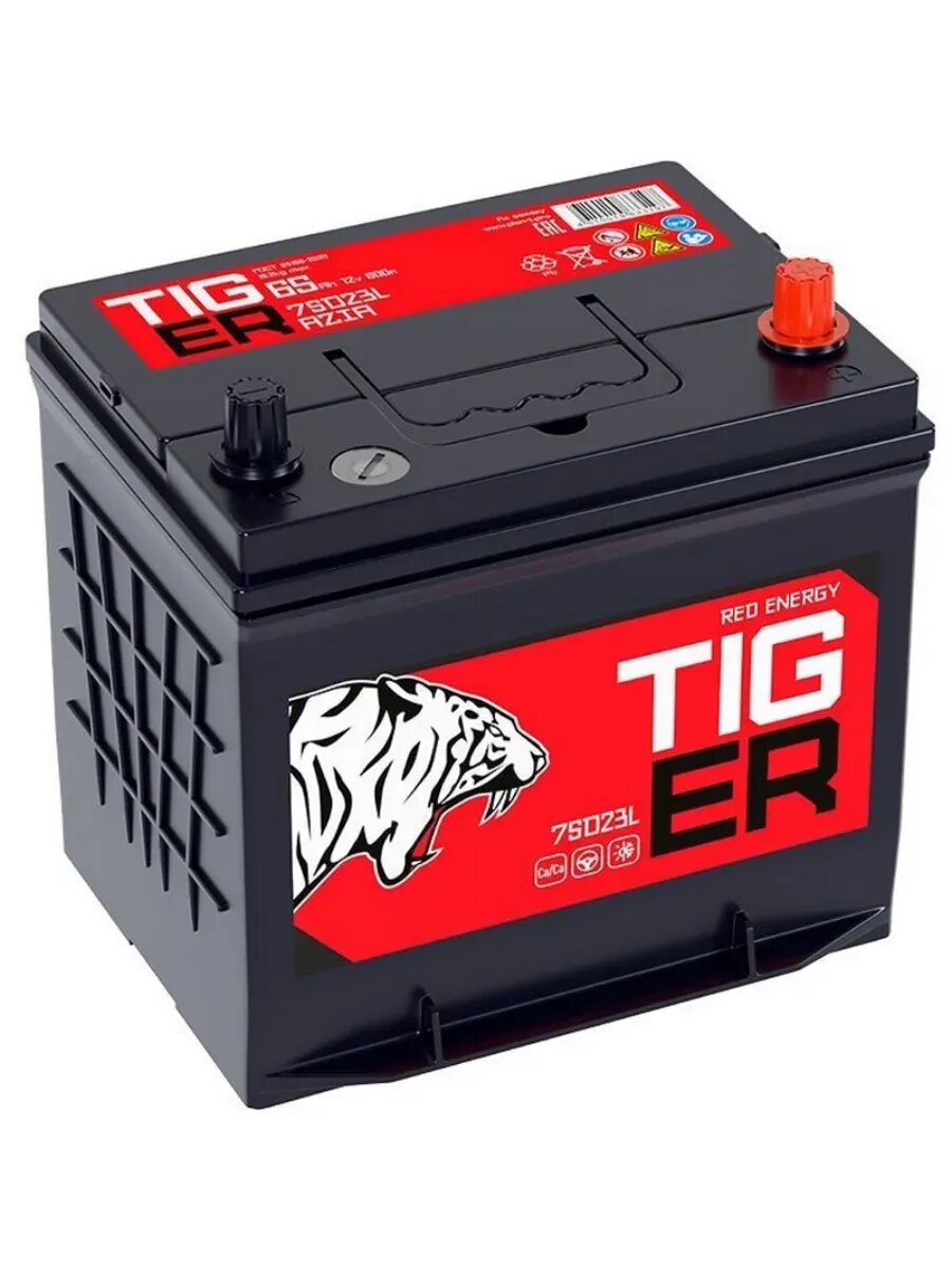 Аккумулятор Tiger 75D23L 12V 65Ач 600А 232x172x220 обр. пол.