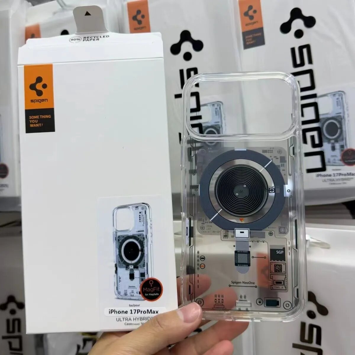 Чехол Spigen 3D Circuit Board Прозрачный для iPhone 14 Pro Max с MagSafe, Полная Защита От Падений