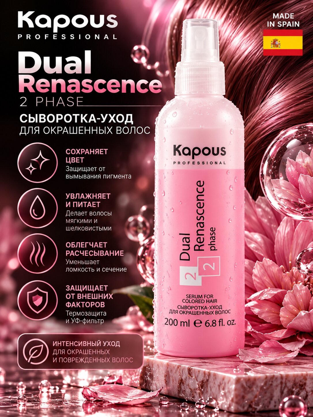 Kapous Сыворотка-уход для окрашенных волос Dual Renascence 2 phase 200 мл