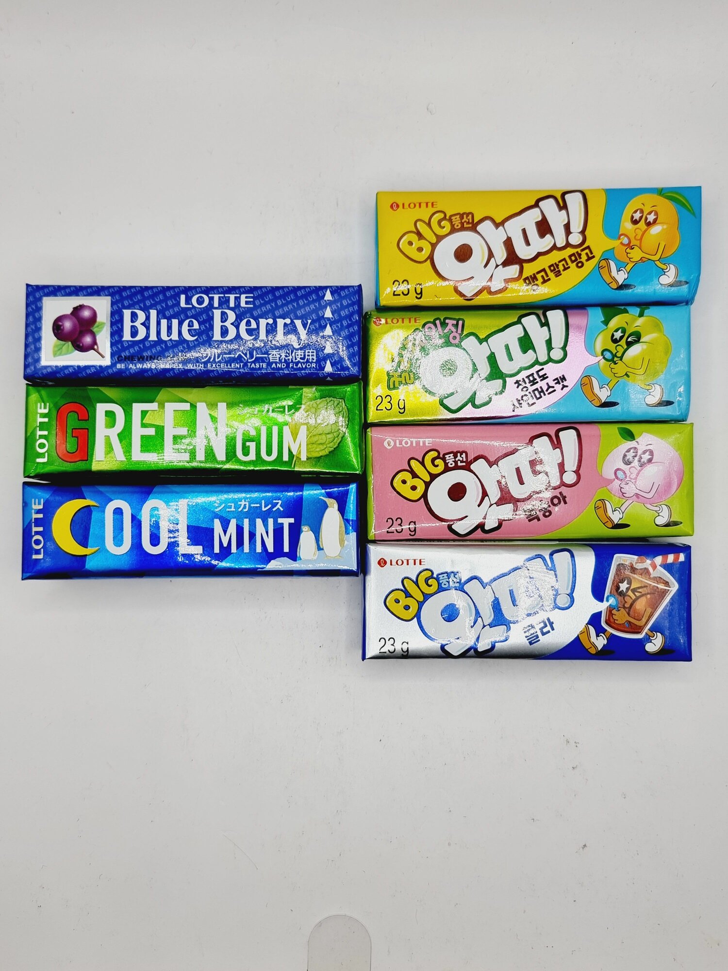 Lotte жевательная резинка MIX 7 вкусов: кола, манго, персик, зеленый чай, зеленый виноград, голубика, мята (Япония, Корея)