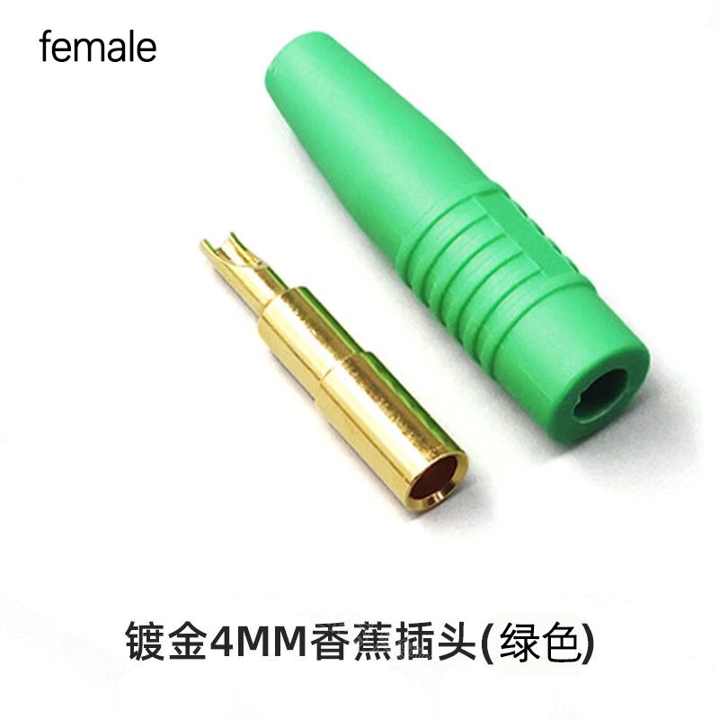 Латунные разъемы banana plug 4 мм ChengHaoRan female green