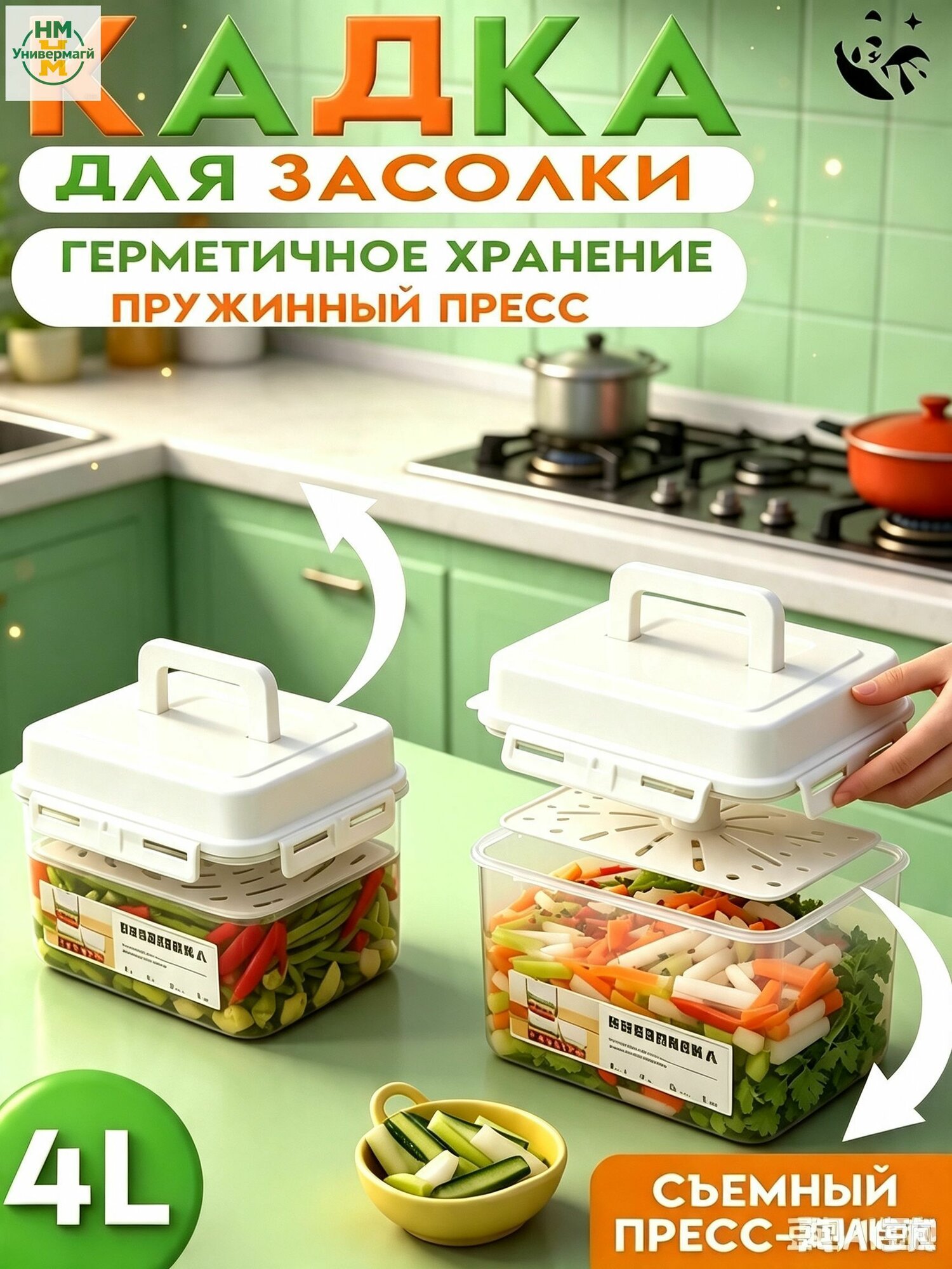 Кадка для засолки 4 л abs пластик, диаметр 23 см