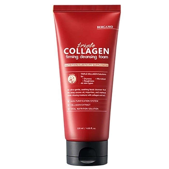 Средство для снятия макияжа Bergamo Triple Collagen Firming Cleansing Foam, очищающая пенка для лица, 120 мл