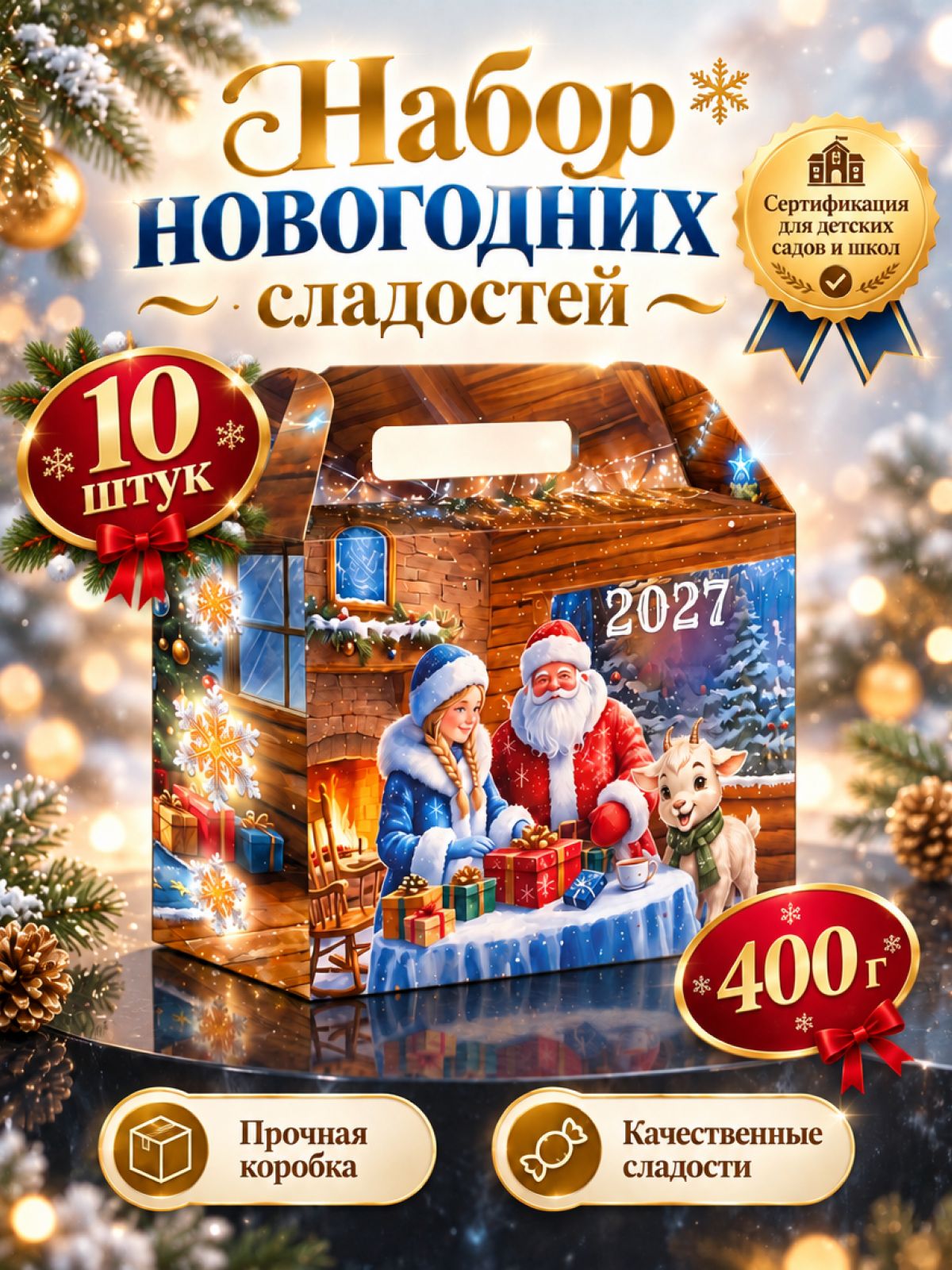 Новогодние подарки сладкие для детей 400 грамм 2026 10 шт