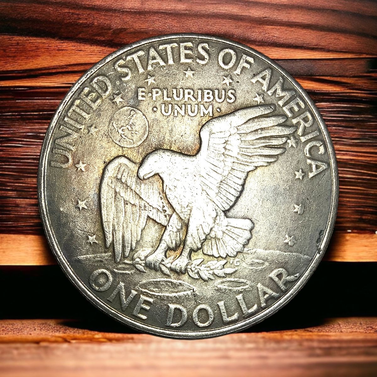 Монета США 1 доллар 1977 года. Эйзенхауэр. Серебрение
