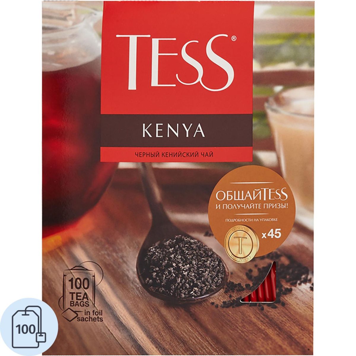Чай Tess Kenya черный 100 пакетиков, 1 уп.