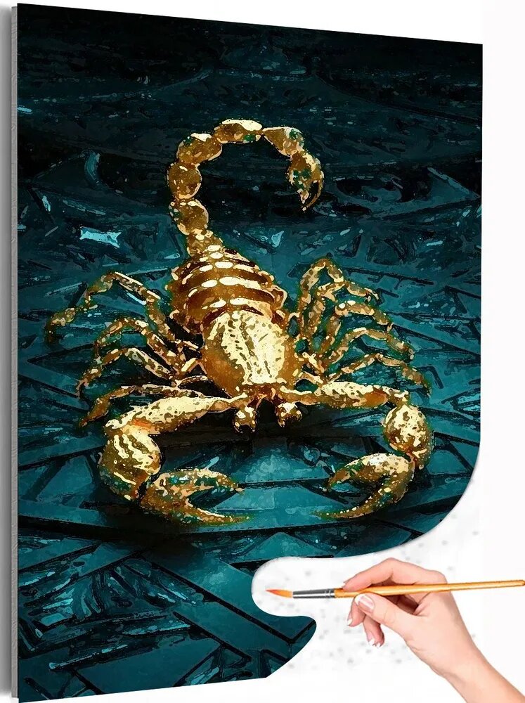 Картина маслом по номерам "скорпион", холст без рамы, 40x50 см.