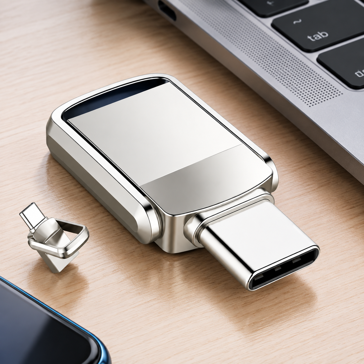 USB-накопитель Type-C 2ТБ, OTG (Цвет товара: серебристый)