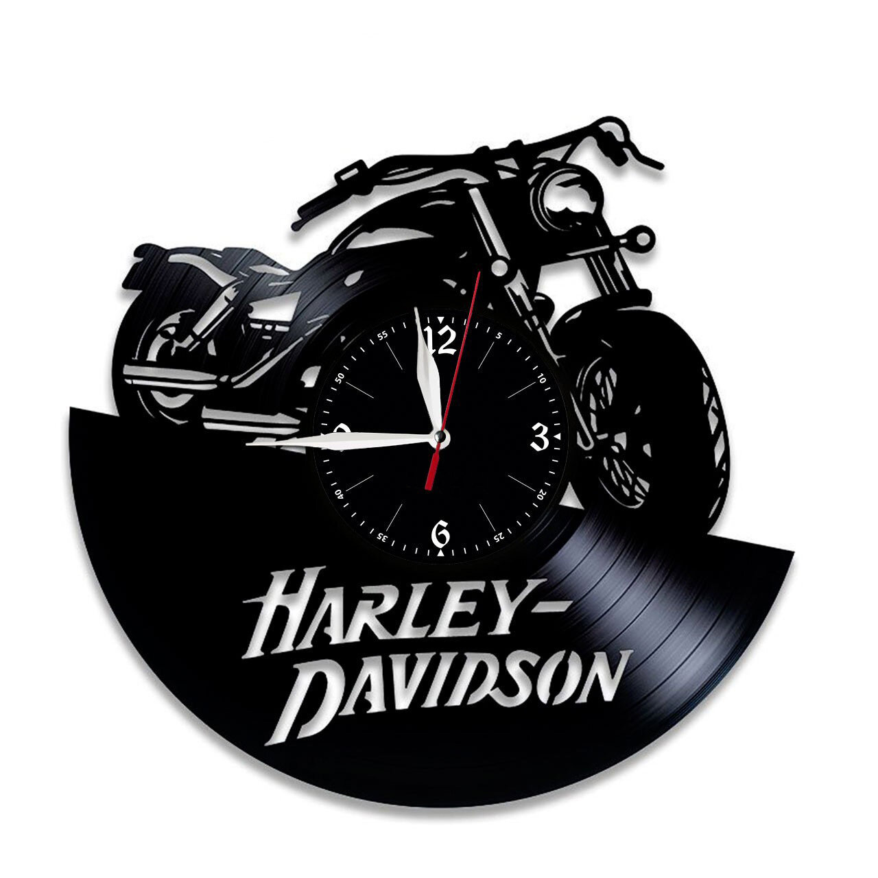 Настенные часы из виниловой пластинки "Harley-Davidson"