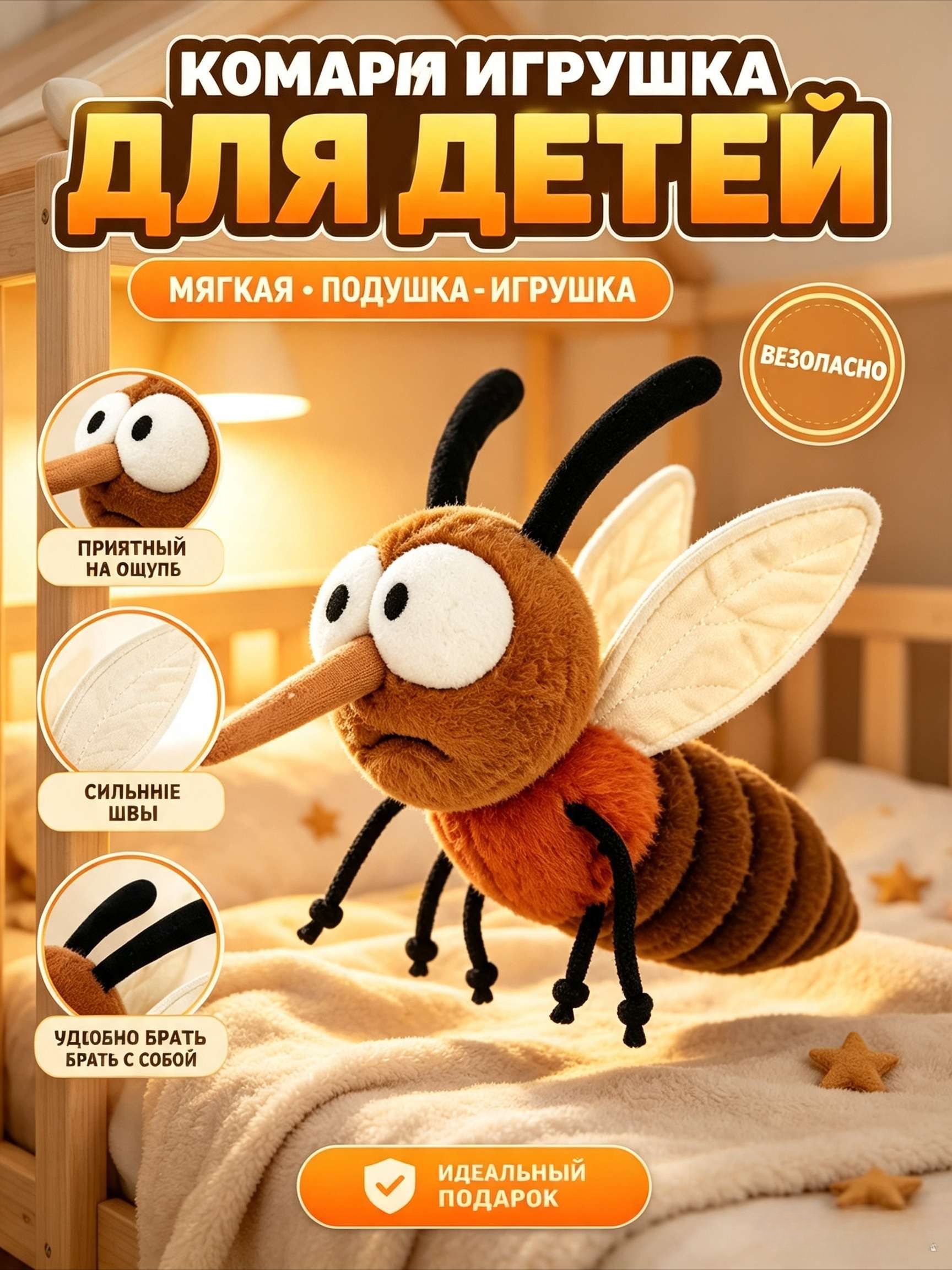 Мягкая игрушка в виде комара из мультфильма