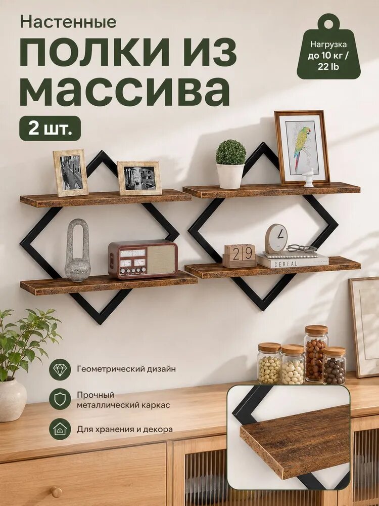 Полка Настенная Прямая, 2 шт.