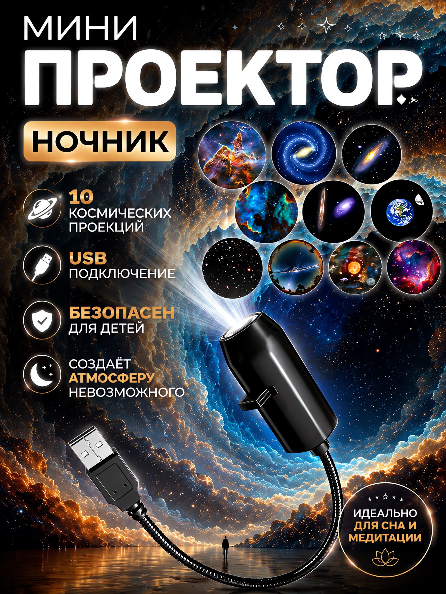 Ночник-проектор планет и светильник