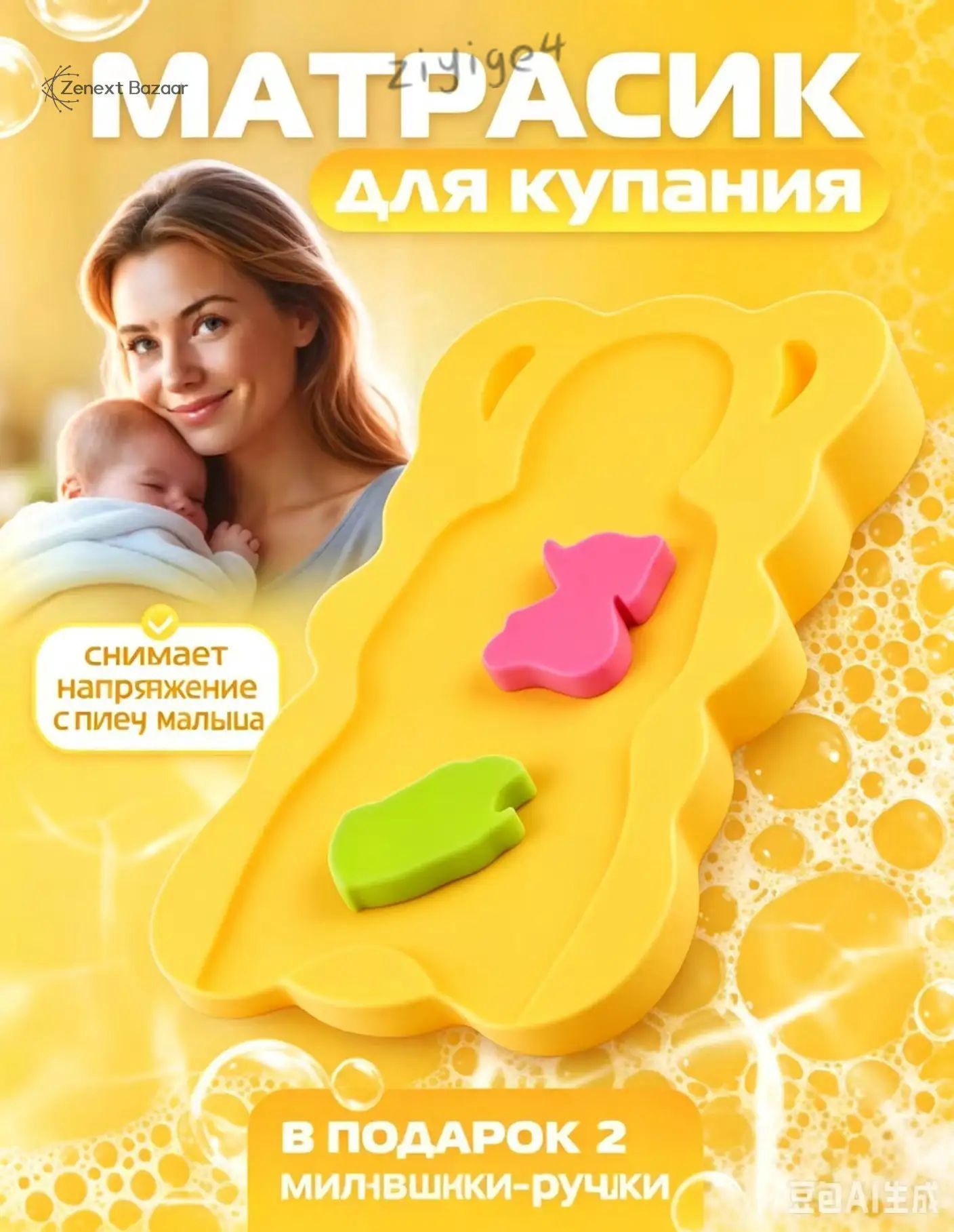 Матрасик горка для купания новорожденных Купайка, цвет синий