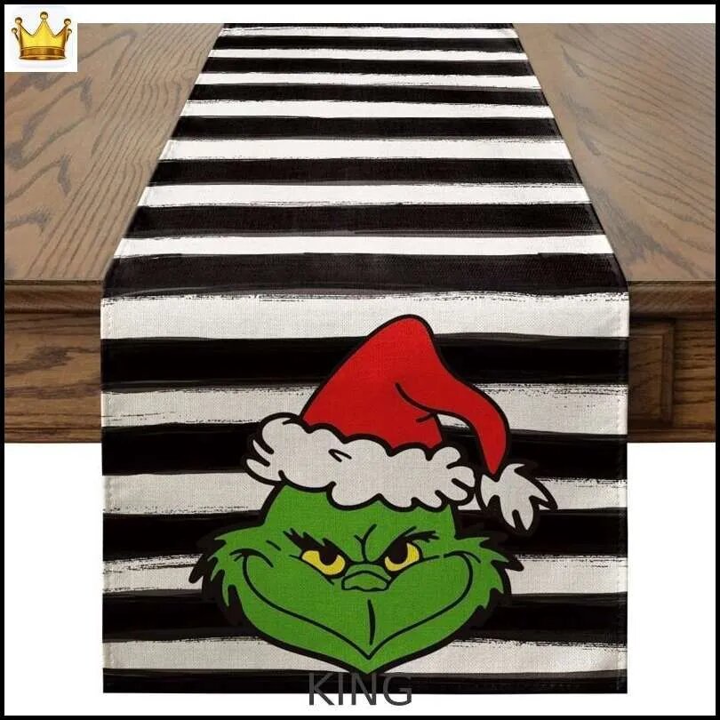 Льняной маслостойкий настольный коврик Grinch decorative table flag KING.