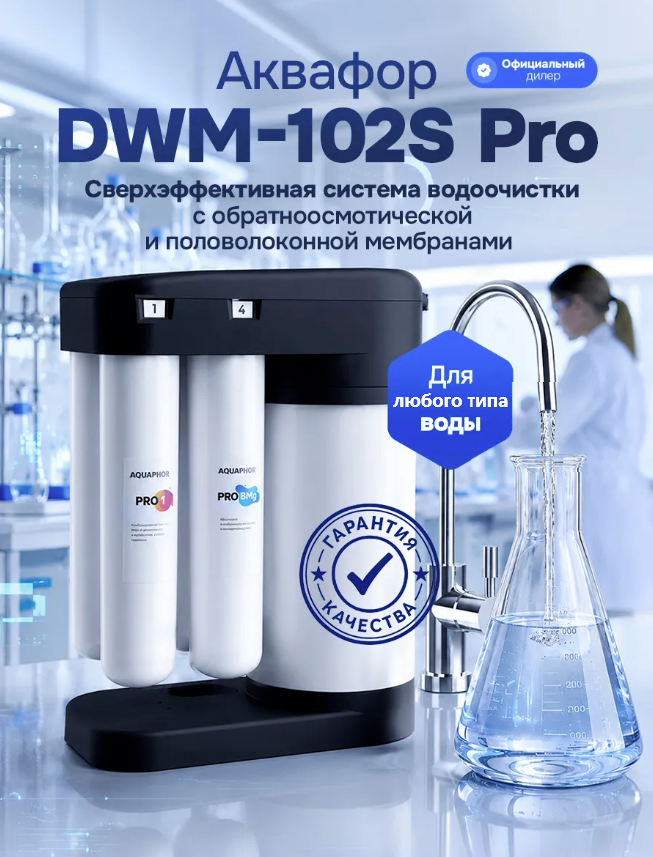 Аквафор Морион DWM-102S PRO (с краном), фильтр для воды с системой обратного осмоса.