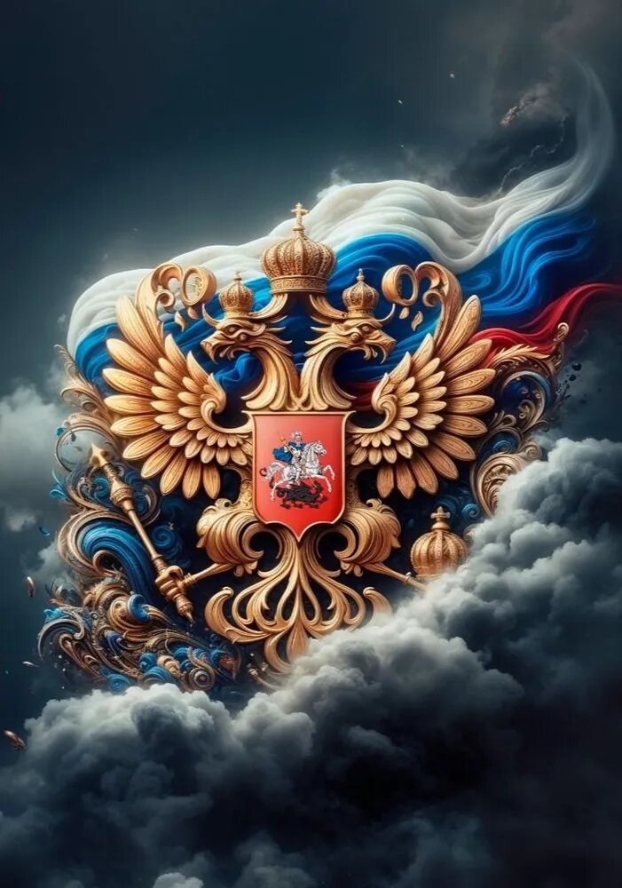 Алмазная Мозаика "Российский Флаг И Герб" 50x70 См, Безрамная, Идеальна Для Дома, Украшения, Подарков.