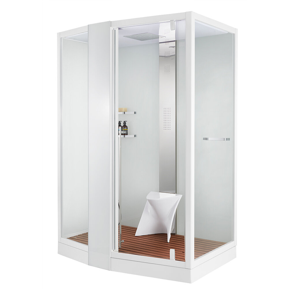 Душевая кабина Orans 89102LWLH низкий поддон, стеклянная, 150x100, с финской сауной, гидромассажная, с радио, с распашной дверью, с вентиляцией, с освещением, с функцией тропический душ