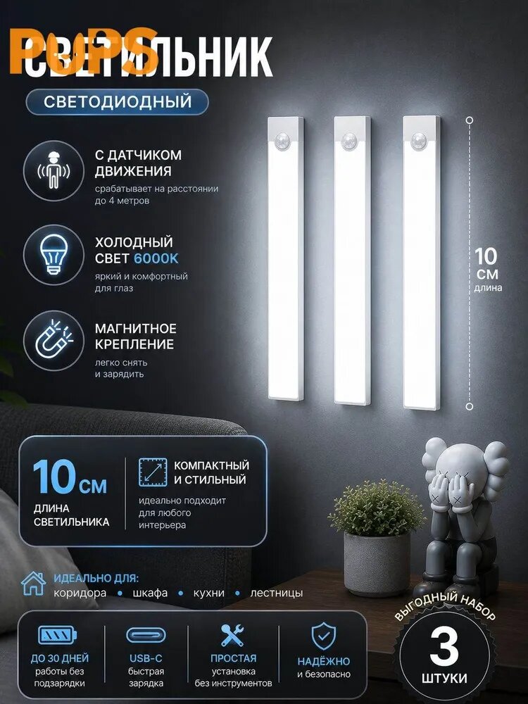 Настенно-потолочный светильник, LED, Артикул: 5633223797, PowerV_0: От порта USB