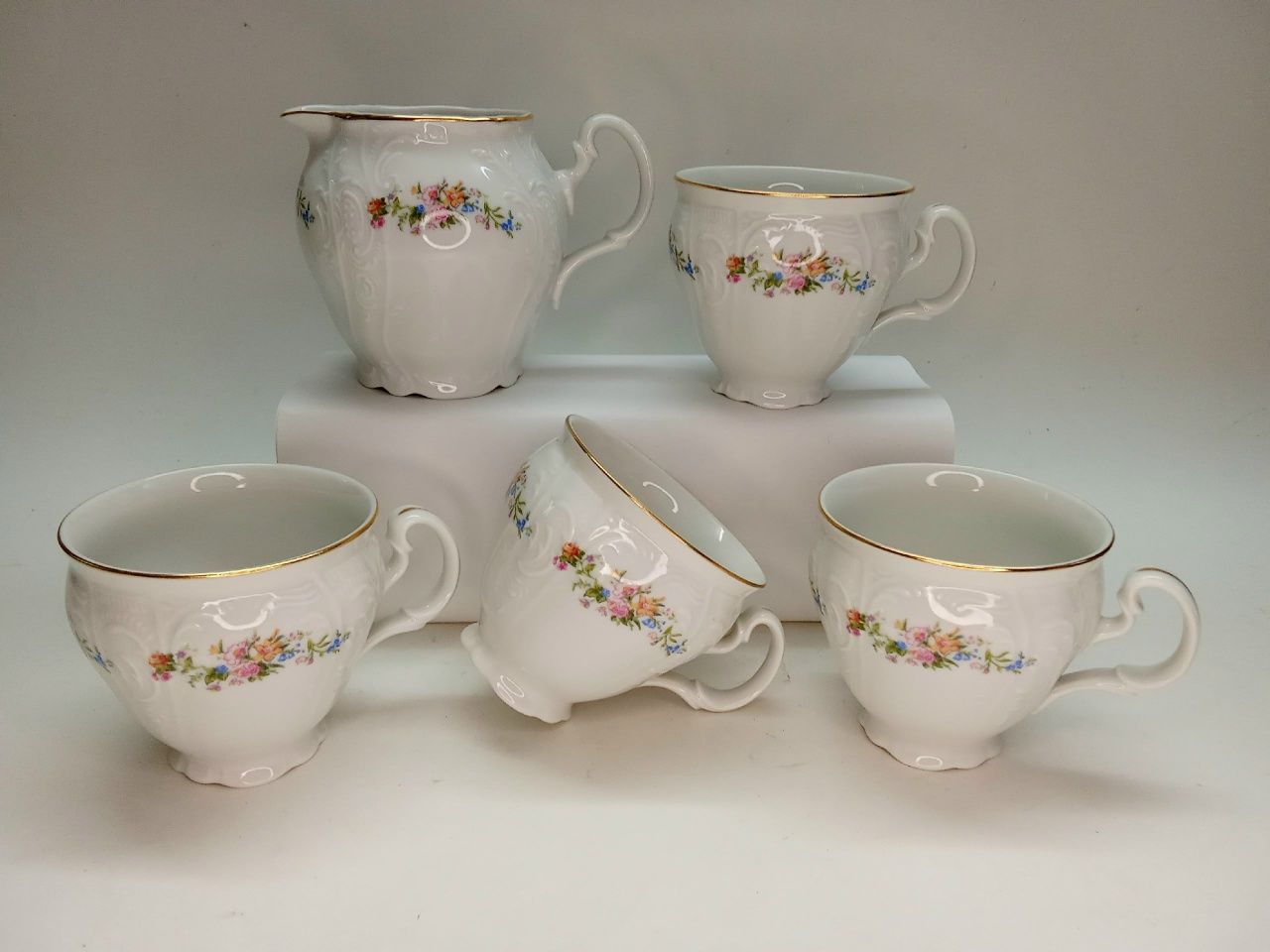 Сервиз Bernadotte чашки кофейные 4 шт и молочник Чехия Богемия фарфор