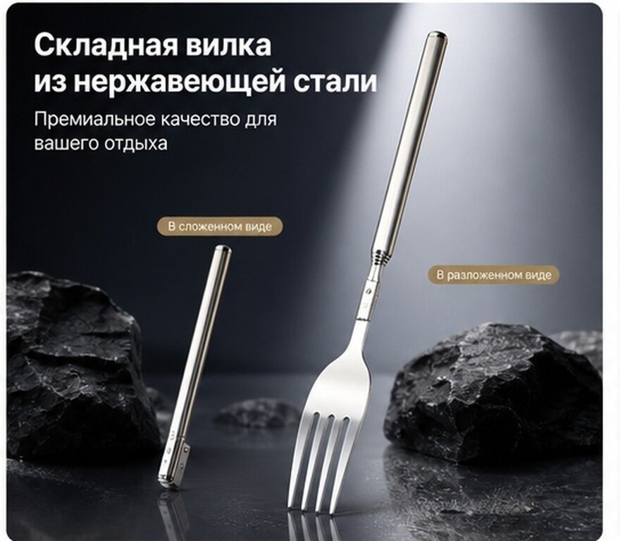 Складная Вилка Для Шашлыка Из Нержавеющей Стали 1 Шт Серебристый 21.5X2.5Cm
