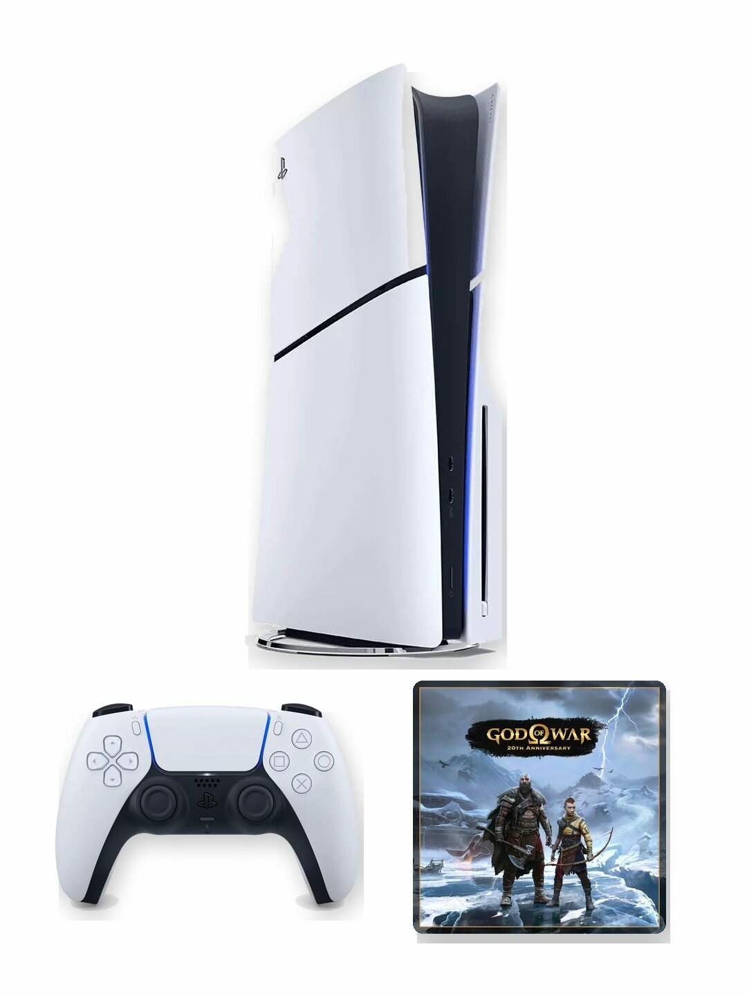 Игровая приставка Sony PlayStation 5 Slim 1 ТБ с дисководом, белая, японская версия + игра God of War Ragnarok