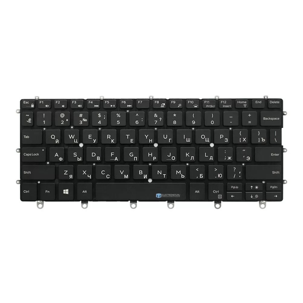 Клавиатура для ноутбука Dell XPS 13-9365 2-in-1, P71G, P71G001, чёрная, без рамки, с подсветкой