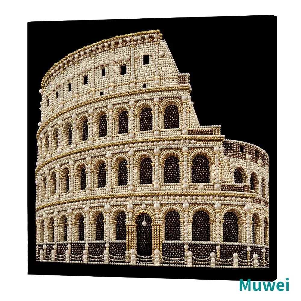 DIY-картина из жемчужин Римский Колизей на подрамнике 30 30 см