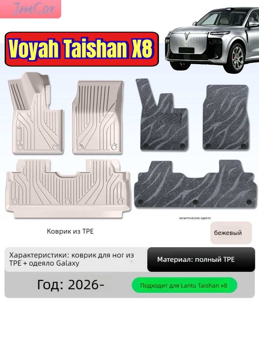 Voyah Коврики в салон автомобиля, Термопластический эластомер (TPE), Велюр антистресс