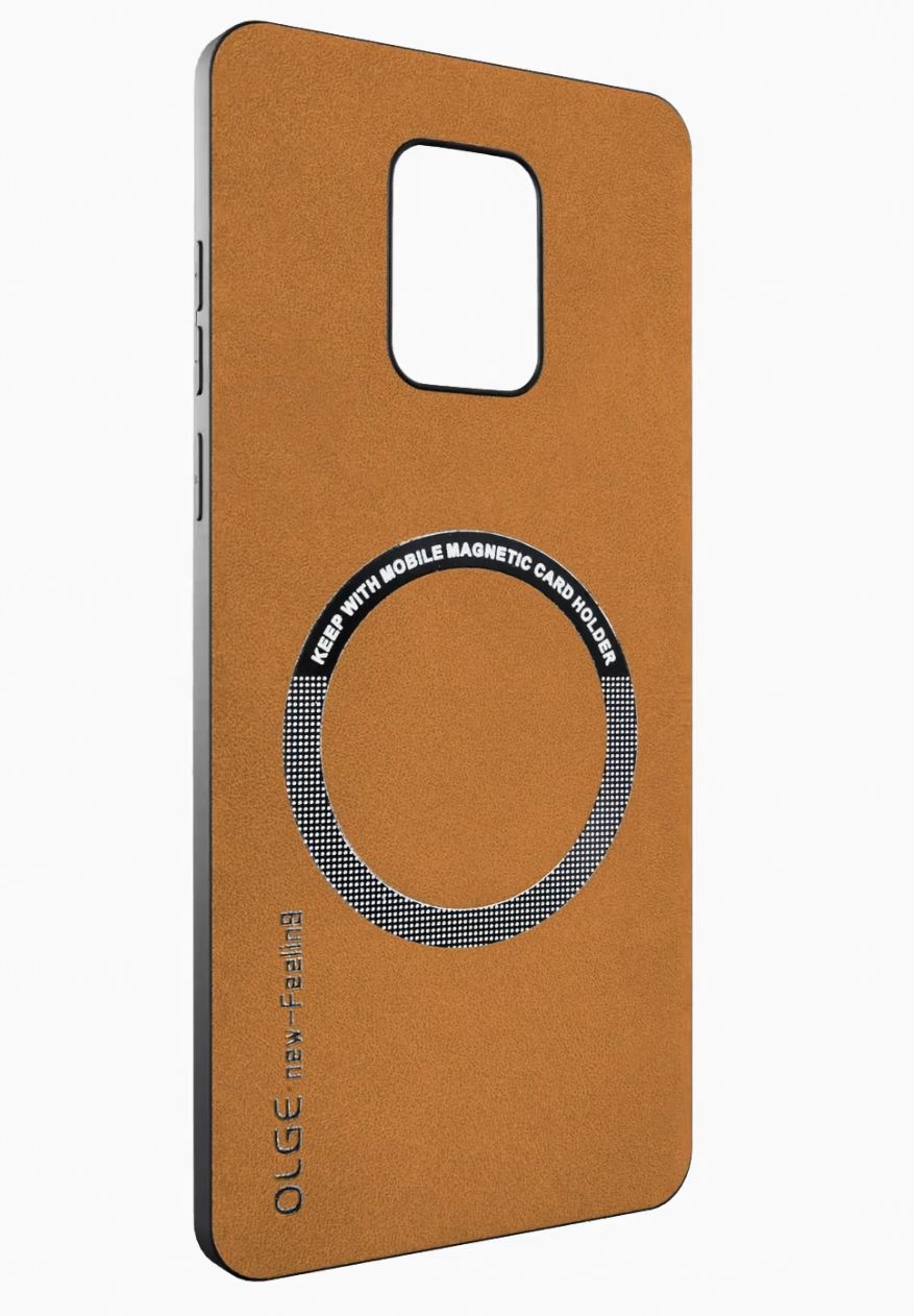 Чехол на Xiaomi Redmi Note 9 Pro 4G / Redmi Note 9S MagSafe на Ксиоми редми нот 9 про, Сяоми редми нот 9с защитная кожаная накладка с магнитом (коричневый)