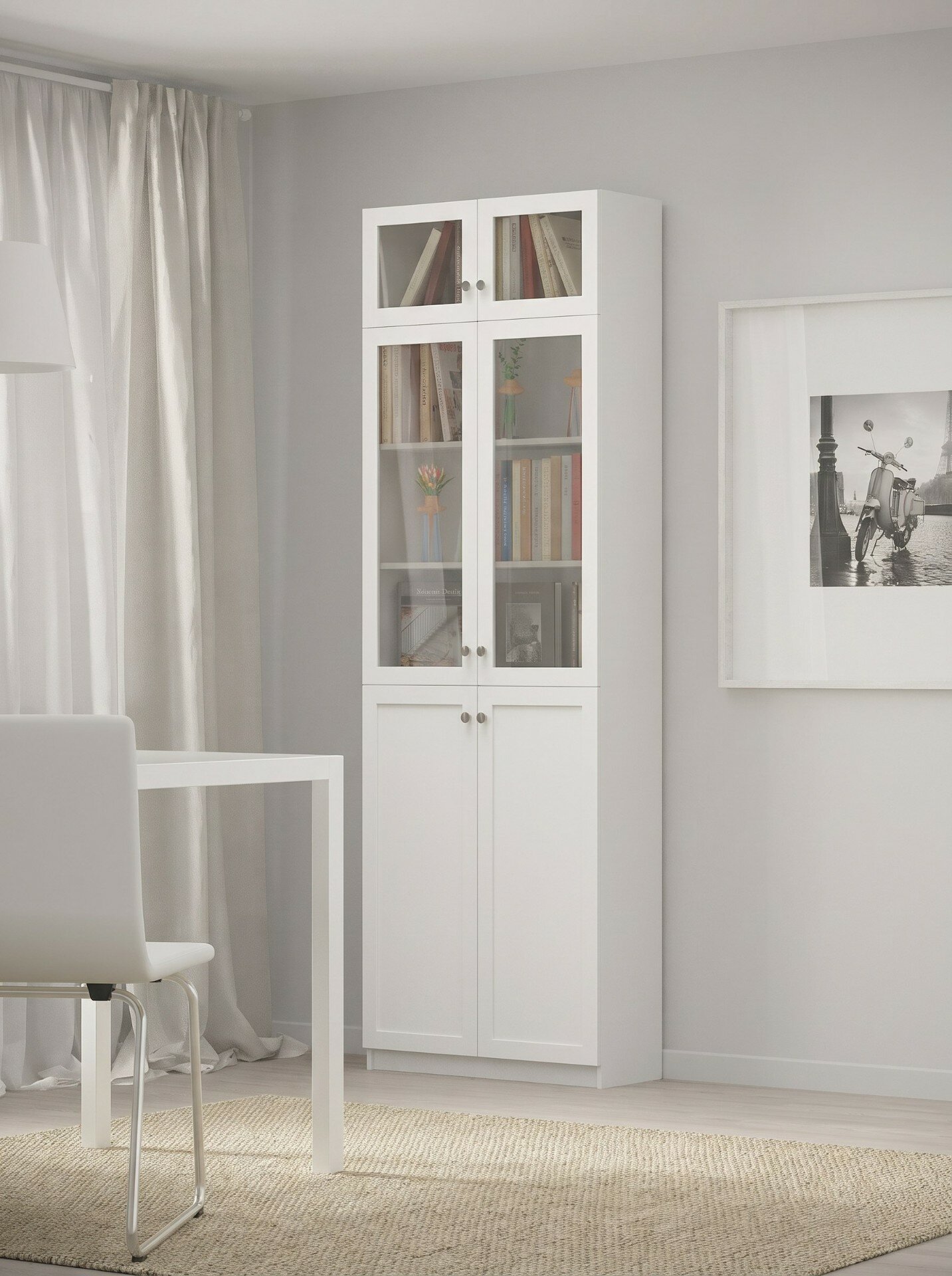 Шкаф книжный Билли 36 Белый Фасадный 0101 FS 80x30x237 см, Фиеста
