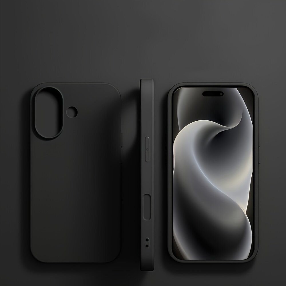 Тонкий однотонный защитный чехол из TPU для смартфона, черный