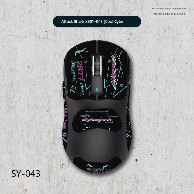 Наклейка для мыши Attack Shark X3 с кибер черным рисунком, черный ромб, полное покрытие, 0.5 мм