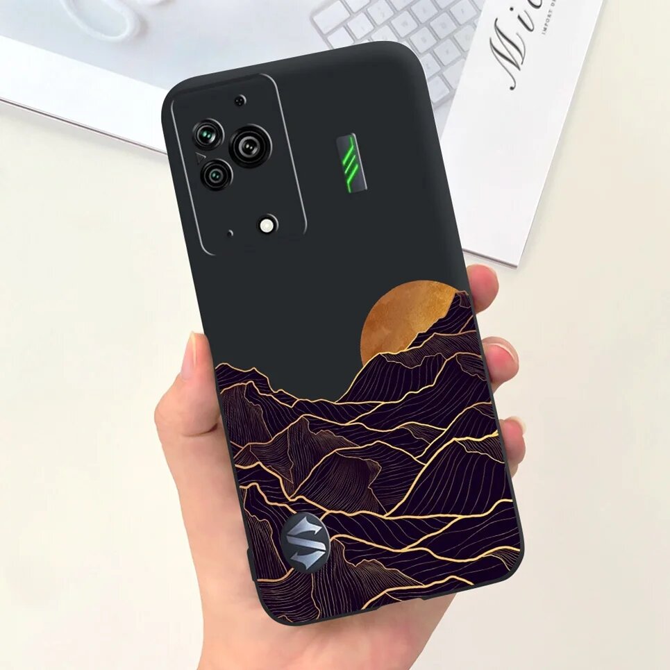 Чехол Black Shark 5 Pro, черный силикон, рисунок