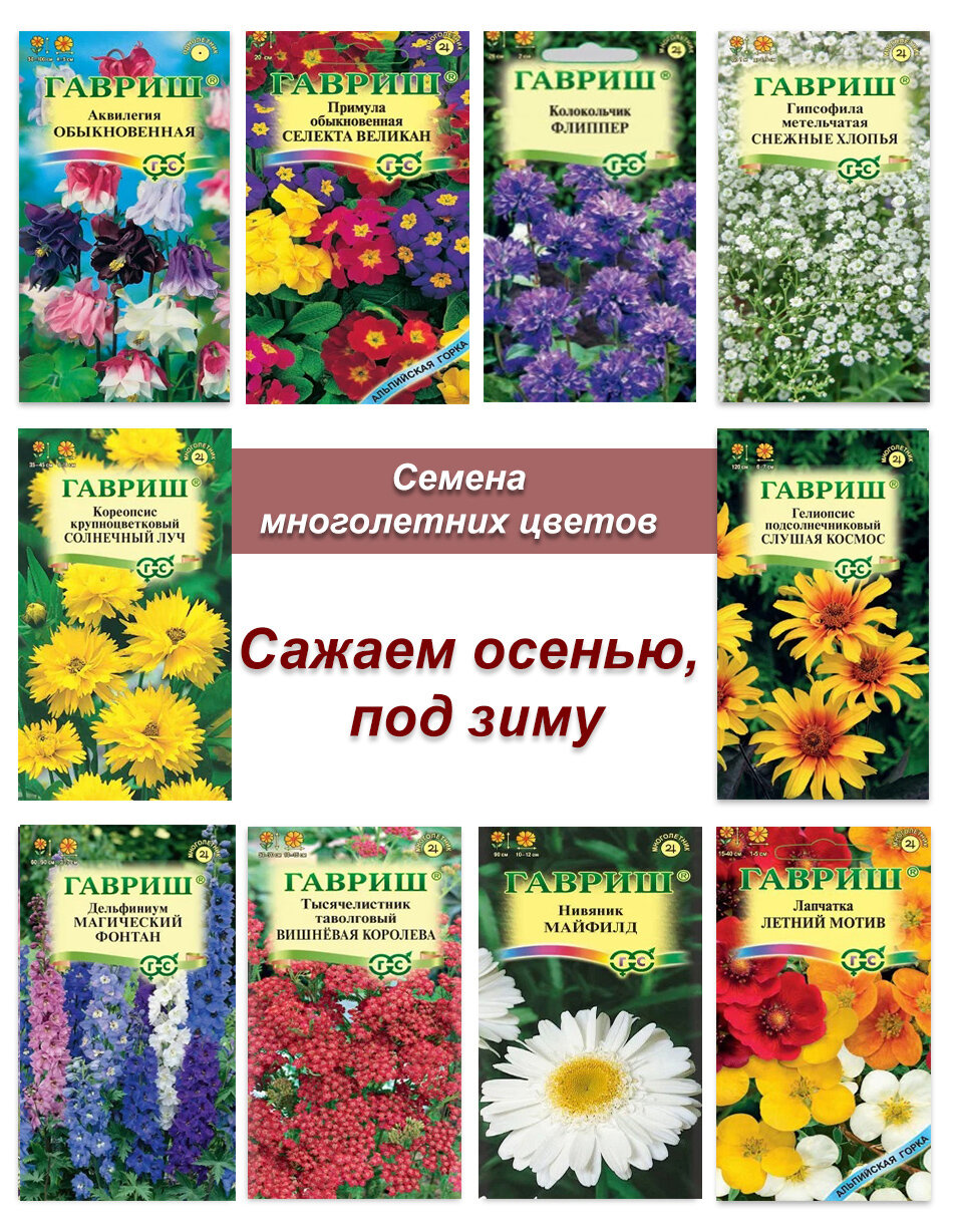 Семена многолетников, набор семян многолетних цветов