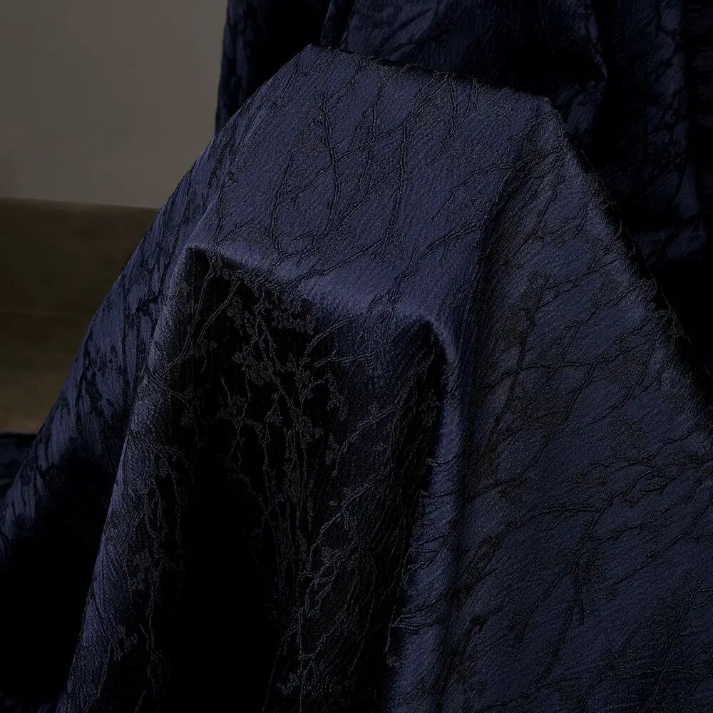 Жаккардовая ткань с цветочным рисунком, полиэстер, 1.5 м шириной Синий, Navy blue