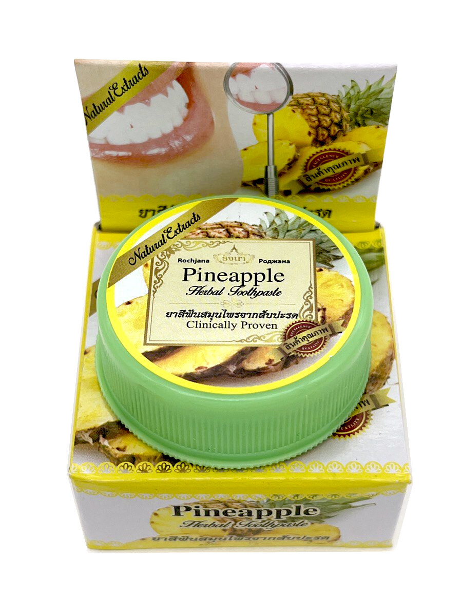 Rochjana Зубная паста отбеливающая растительная с экстрактом ананаса Pineapple Herbal Toothpaste, 30 г