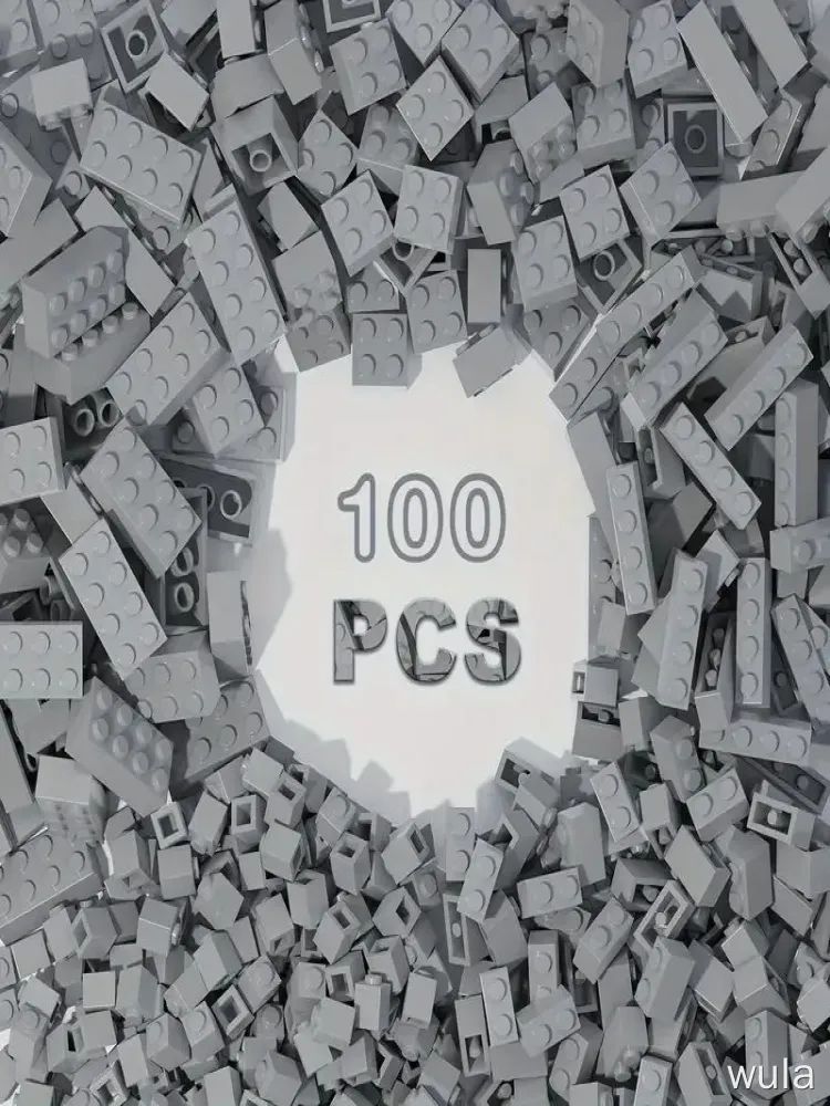 100 классических строительных блоков, Светло - серый, креативная развивающая игрушка строительные блоки, подходит для детей старше 6 лет, прочный материал ABS, смешанные цвета